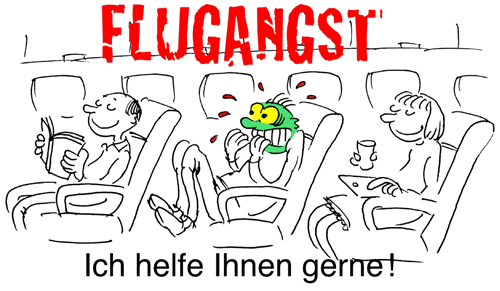 Flugangst - Psychotherapie Dupke – Cartoon copyright Charles Yamine